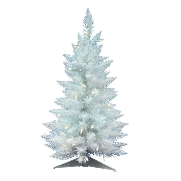 Vickerman 30" Sparkle White Spruce Pencil Artificial Christmas Tree, Warm White Lights