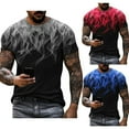 thumbnail image 1 of T-shirt Homme Couleur Dégradée Imprimé Flamme 3D Séchage Rapide Manches Courtes Col Rond Chandail, 1 of 8