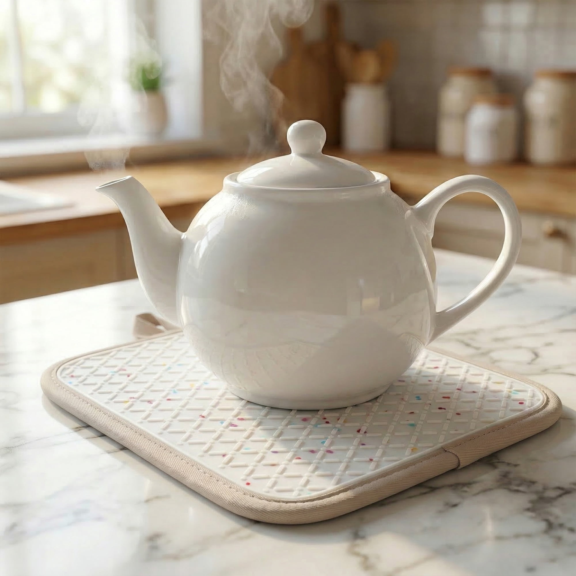 Unique Bargains Pot Holders Heat Resistant Non Slip Hot Pad for Cooking Beige 7.9" x 7.9"