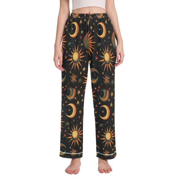 FORMRS Women's Pajama Pants with Pockets Soft Comfy Loungewear Sleep Bottom, Sizes S-2XL, Sun Moon and Stars Pattern