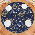 thumbnail image 2 of Round Tablecloth with Floral Design and Elastic Edge, Reusable Water-Resistant Polyester, Fits 44-52 Inch Kitchen or Picnic Table, 2 of 7