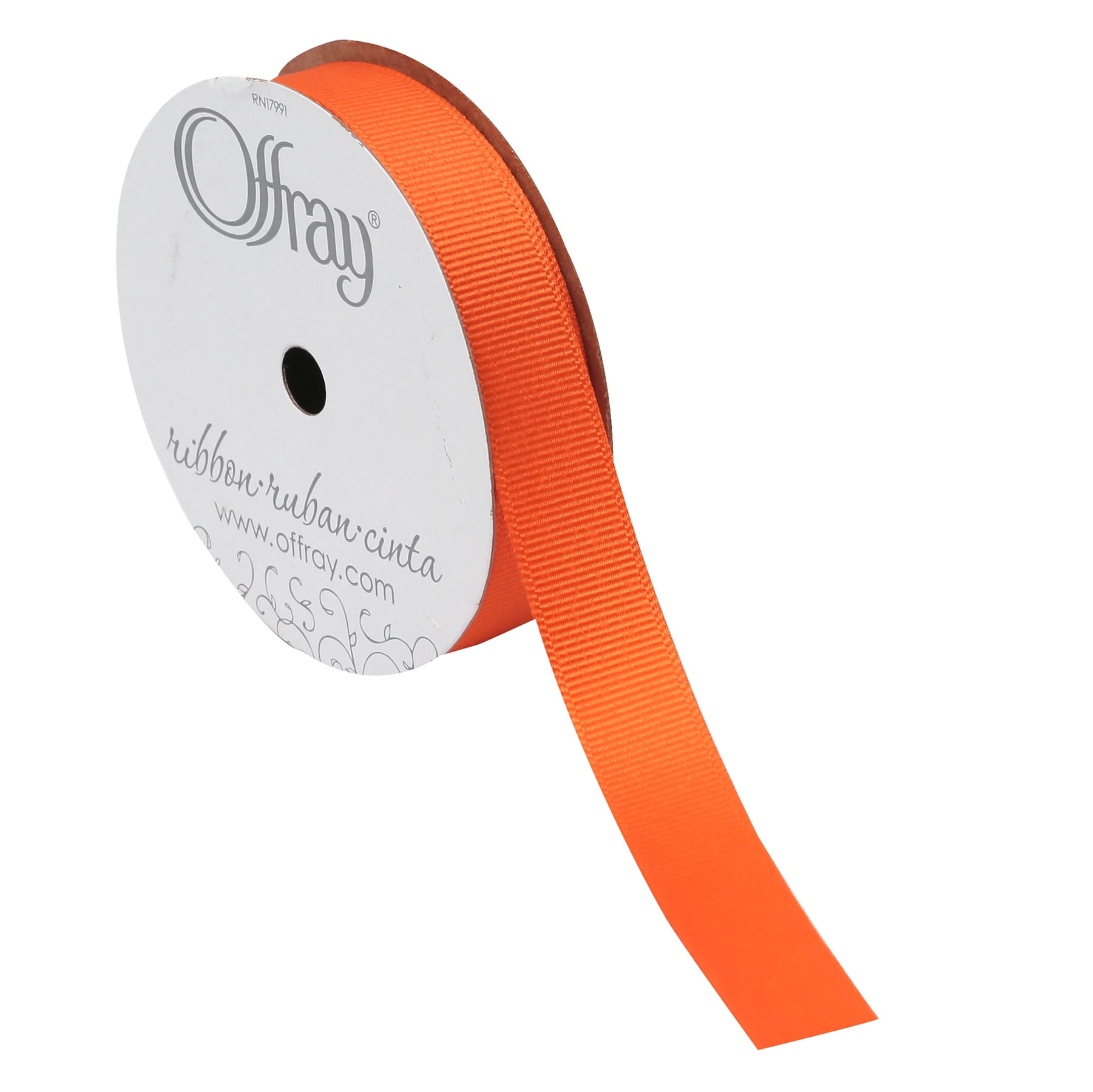 (5 pack) Offray Ribbon, Torrid Orange 5/8 inch Grosgrain Polyester Ribbon, 18 feet