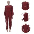 thumbnail image 7 of Aoochasliysweat Suits for Womens 2 Piece Women Trendy Casual Clothes Solid Color Two Piece Knitted Long Sleeve Tassel Outfits, 7 of 7