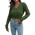 thumbnail image 1 of Gibobby Suéter de Cuello en V para Mujer, Suéter para Mujer Elegante y Ligero Manga Larga(Verde,M), 1 of 5