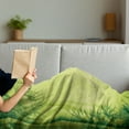 thumbnail image 3 of Bamboo Print Soft Flannel Fleece Throw Blanket, Chinese Banmboo Trees Design Fengshui Style Simple Organized Relaxing Life Image, Cozy Plush for Indoor and Outdoor Use, 50" x 60", Green, by Ambesonne, 3 of 5