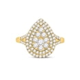 thumbnail image 2 of 14kt Yellow Gold Womens Round Diamond Teardrop Ring 1 Cttw, 2 of 4