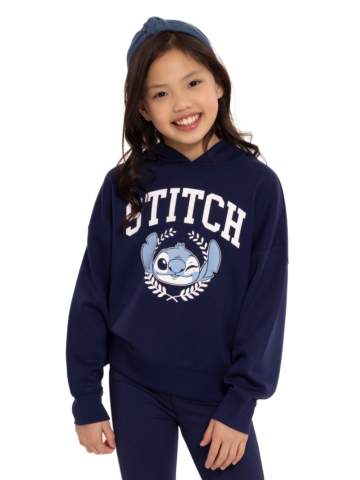 Stitch Girl's Long Sleeve Graphic Hoodie, Sizes 4-12