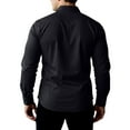 thumbnail image 3 of Domuza Muscle Dress Shirts for Men Slim Fit Stretch Long Sleeve Button Down Shirts Casual Solid Color Lapel Business Sports Blouse Black 3XL, 3 of 3