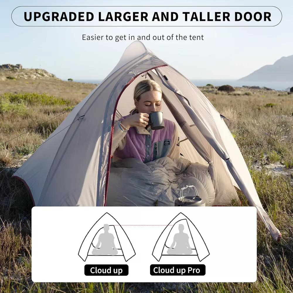 Naturehike 2 Person Tent Lightweight Backpacking Tent with Footprint - Free Standing Ultralight Camping Hiking Backpack Tents, 7.22×5.25ft, Gray