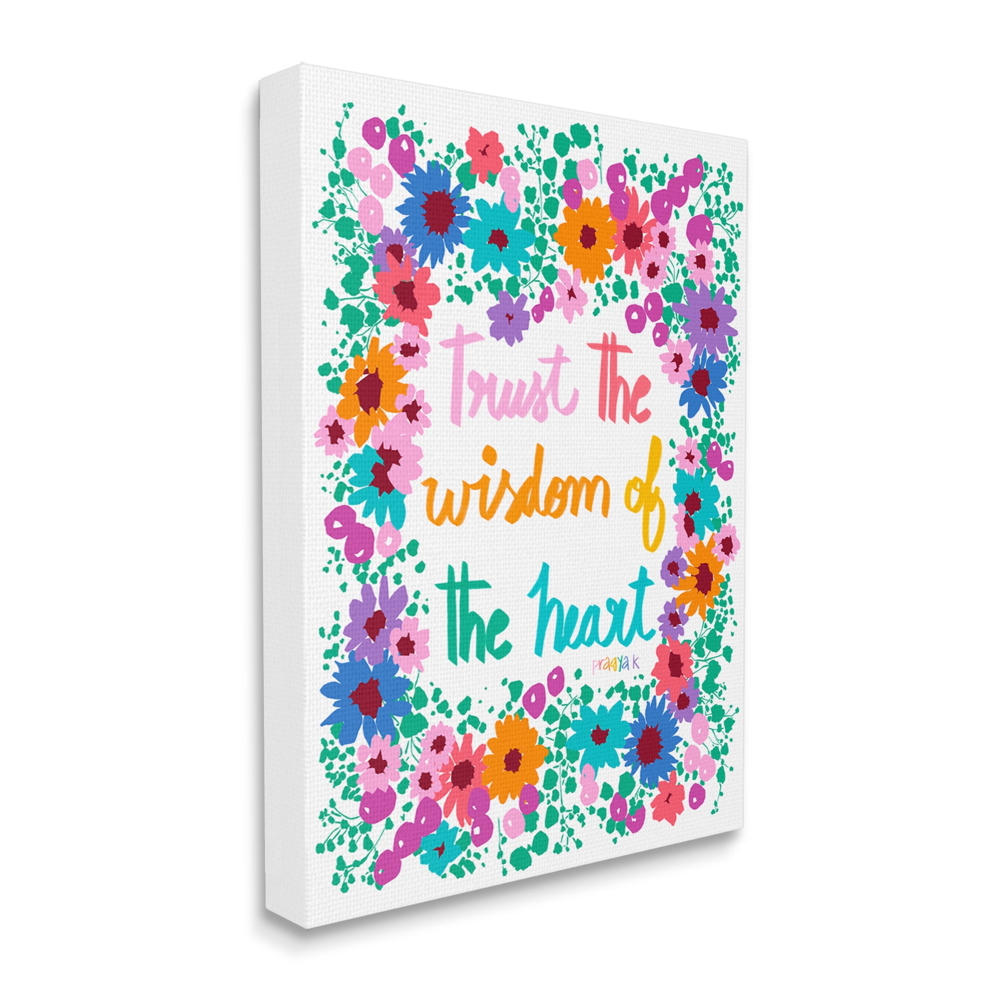 Stupell Industries Wisdom of Heart Phrase Botanical & Floral Painting Gallery Wrapped Canvas Art Print Wall Art, 30 x 40