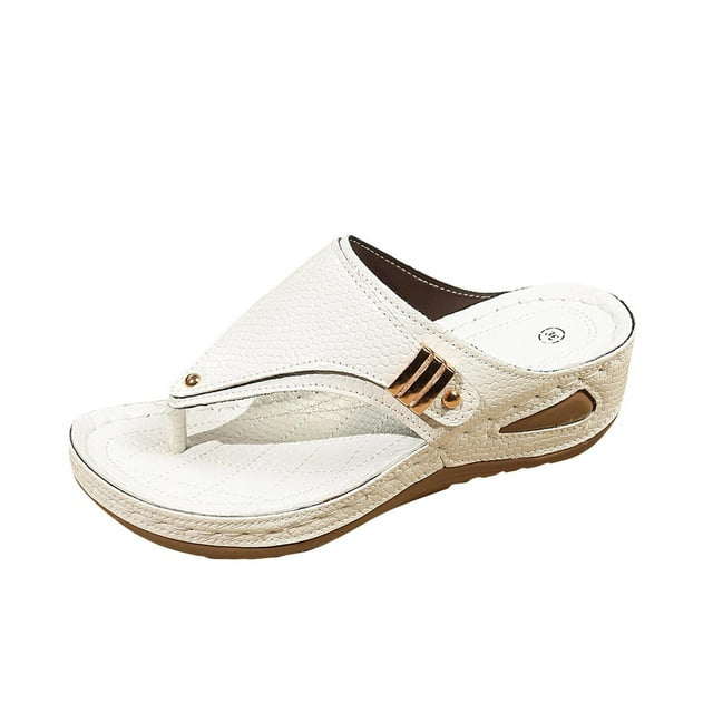CHGBMOK Sandales Compensées Femmes Tête Ronde Pantoufles Confortables Chaussures de Plage Tailles 35-43