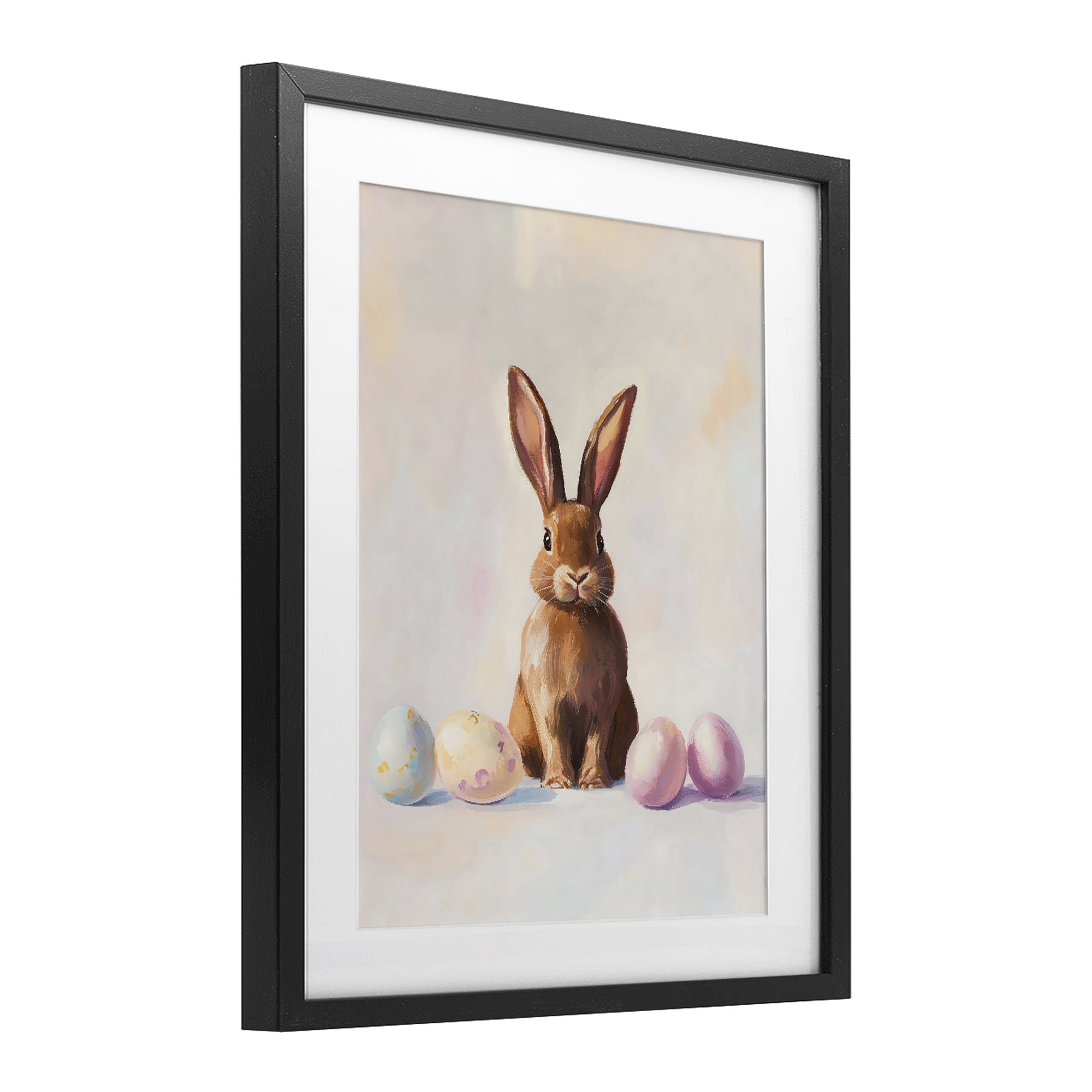 Stupell Industries Easter Bunny with Pastel Eggs Black Framed Print Under Glass, design by The Prints Vibe