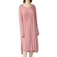 thumbnail image 3 of Defitshape Women's Plus Size Nightgown Soft Sleep Dress Summer Short Sleeve Lounging Comfy Pleated Knee Length Nightdress Pink XX-Large, 3 of 4