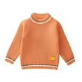 thumbnail image 4 of Hessimy Kids Cardigan Long Sleeve Solid Color Button Sweater Girls Boys Crew Neck Winter Warm Sweater Button Cardign Pullover Knit Outerwear Lightweight (Orange,6-7 Years), 4 of 4