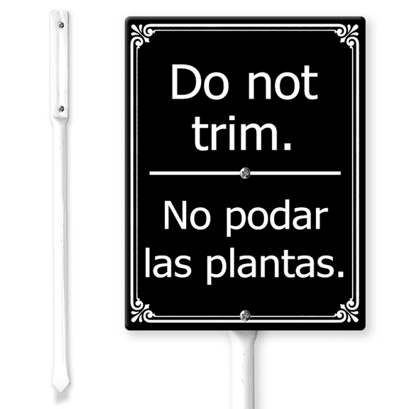 Lucidhisun Bilingual Plant Signs, Do Not Trim Yard Sign with Stakes 7×8.8inch, Sturdy Aluminum Yard Signs Rust Free, Do Not Mow Do Not Spray Plant Sign, No Mow May Wildflower Signs