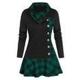 thumbnail image 1 of Frontwalk Women Casual Plaid Mini Dresses Swing Hem Loose Short Dress Ladies Buttons Decor Winter Green Grid 5XL, 1 of 2