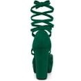 thumbnail image 3 of Zapatos De Tacón Grueso Con Tiras Y Plataforma Con Cordones Para Mujer Verde 40, 3 of 6