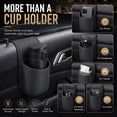 thumbnail image 5 of PU Leather Car Cup Holder Window Hanging Organizer, Portable Car Door Cups Holder for Vehicle Storage, Drinks and Phone, Black, 5 of 7