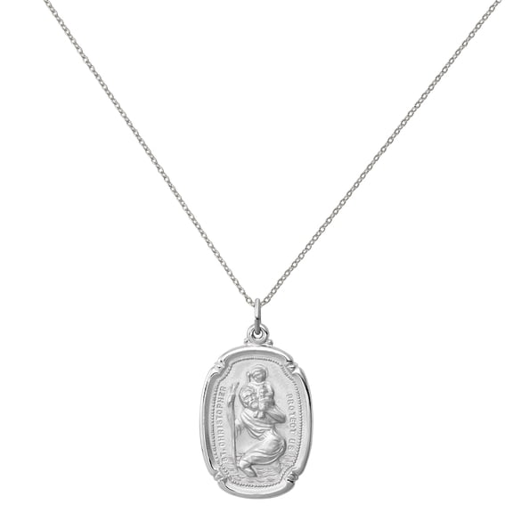 Primal Silver Sterling Silver St. Christopher Medal on 18-inch Forzantina Cable Chain