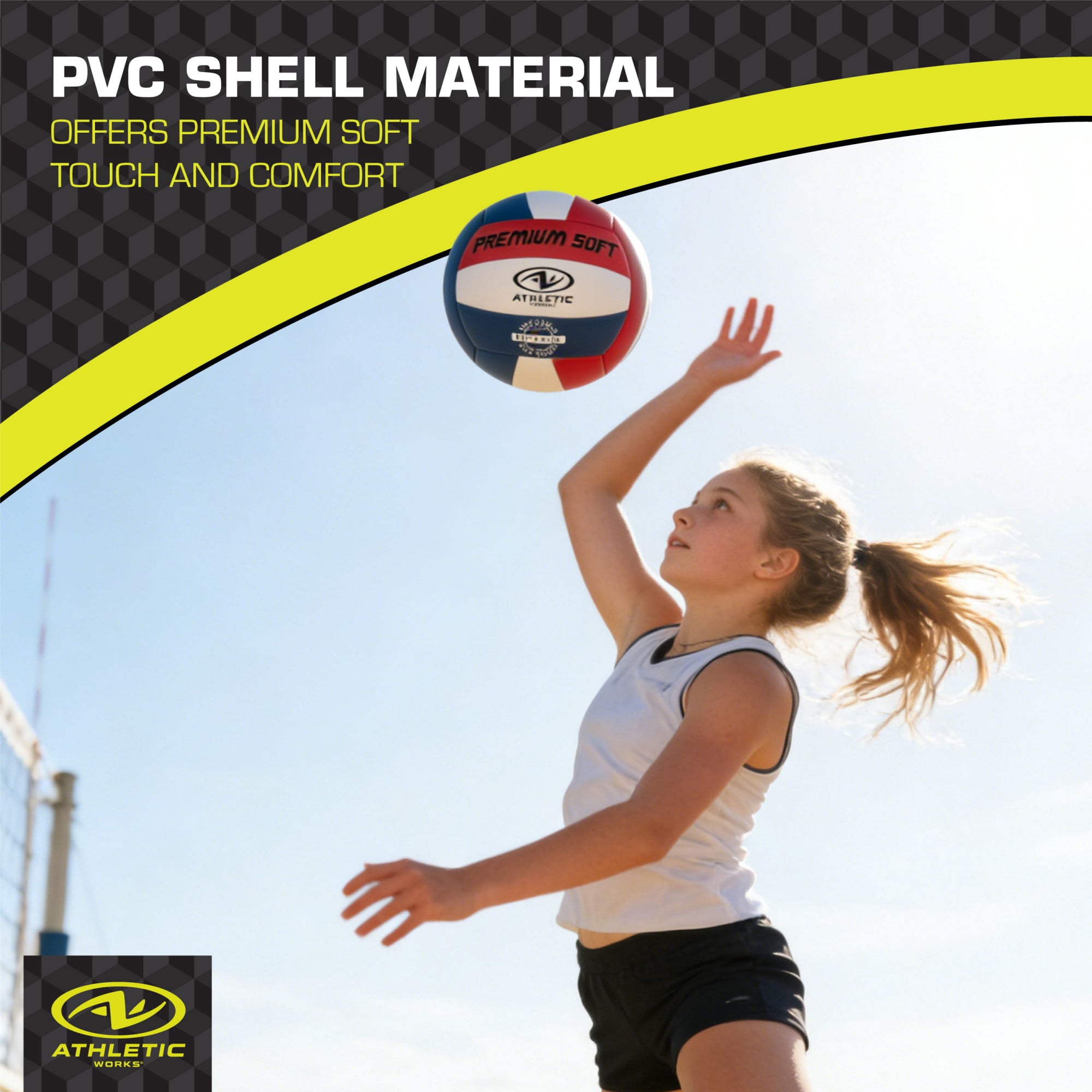 (2 pack) Athletic Works Size 5 Patriotic Volleyball for Practice or Gameplay, Official Size and Weight