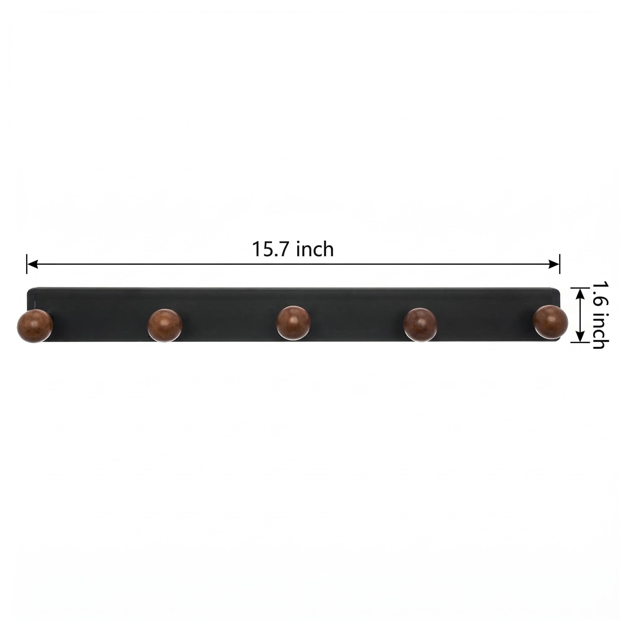 Unique Bargains Coat Rack Wall Mount Aluminum Wood Hook for Entryway Black 15.7"x1.6"