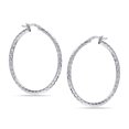 thumbnail image 5 of LeCalla 925 Sterling Silver Texture Hoop Earrings for Women | Medium Diamond-Cut Twisted Hoop Earring | Womens Click-Top Earring Hoops 35MM, 5 of 7