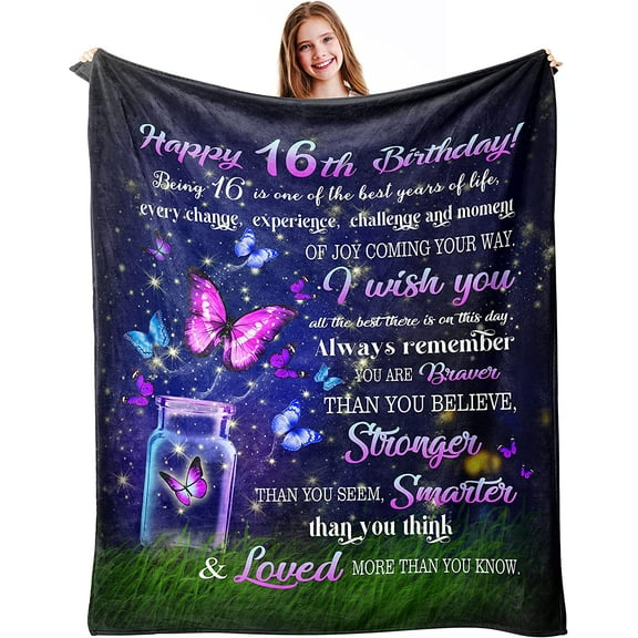 Sweet 16 Gifts for Girls, Sweet 16 Birthday Decorations, 16th Birthday Gifts for Girls, Gifts for 16 Year Old Girl, 16 Year Old Girl Gift Ideas, Sweet Sixteen Gifts for Girls, Throw Blanket 50"x60"