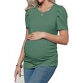 thumbnail image 5 of Short Sleeve Women's Maternity Shirt Casual Puff Sleeve Knit Tops, 5 of 6