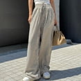 thumbnail image 2 of LWavelet Striped Fabric Drawstring Wide Leg Pants Women Summer Daily Wear Black XL, 2 of 4