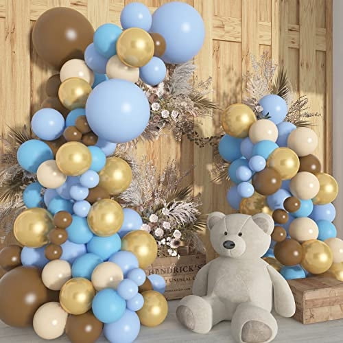 Decoraciones de Baby Shower de Oso para Niño 145 Pzas, TOPLLON Kit de Guirnalda Globo Azul TOPLLON TOPLLON