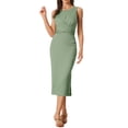 thumbnail image 1 of INSPIRE CHIC Robe Midi Sans Manches Décontractée pour Femmes, Taille Croisée, Vert Clair m, 1 of 5