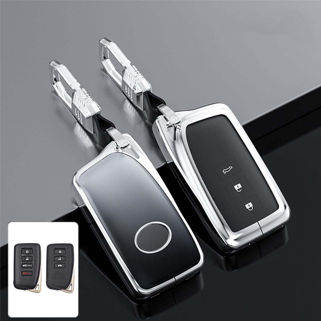 Zinc Alloy Gradient Glass Back Cover Key Fob Case Holder Shell Accessories Compatible for Lexus ES is GS NX LS RX RC 300h 350 200t 250 300 F 450h 460 600h Smart Key Case
