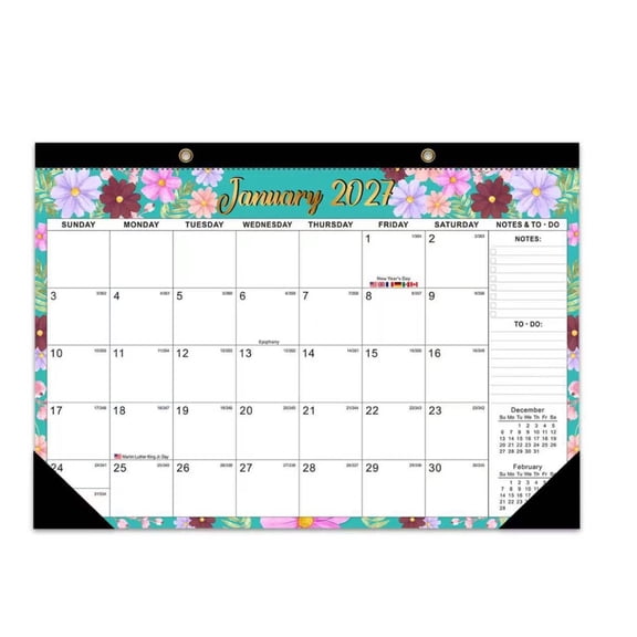 2027-2028 Monthly Wall Calendar, Floral Watercolor Design 2027 2028 Wall Calendar, 18 Month Monthly Planner, for Notes Planning Calendar