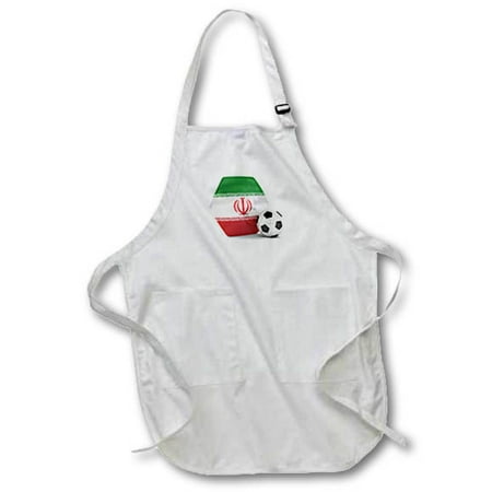 

3dRose Iran Soccer Ball Full Length Apron 22 by 30-inch White With Pockets