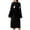 A-Black192, variant on Womens Bathrobe Long Plush Robe With Cute Ear Hood And Belt Warm Cozy Playful Loungewear