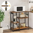 thumbnail image 2 of HOOBRO Bakers Rack with Power Outlet, Microwave Stand with 5 S-Shaped Hooks, Coffee Bar, Kitchen Storage Shelf, for Kitchen, Living Room, Rustic Brown and Black BF07UHB01, 2 of 10