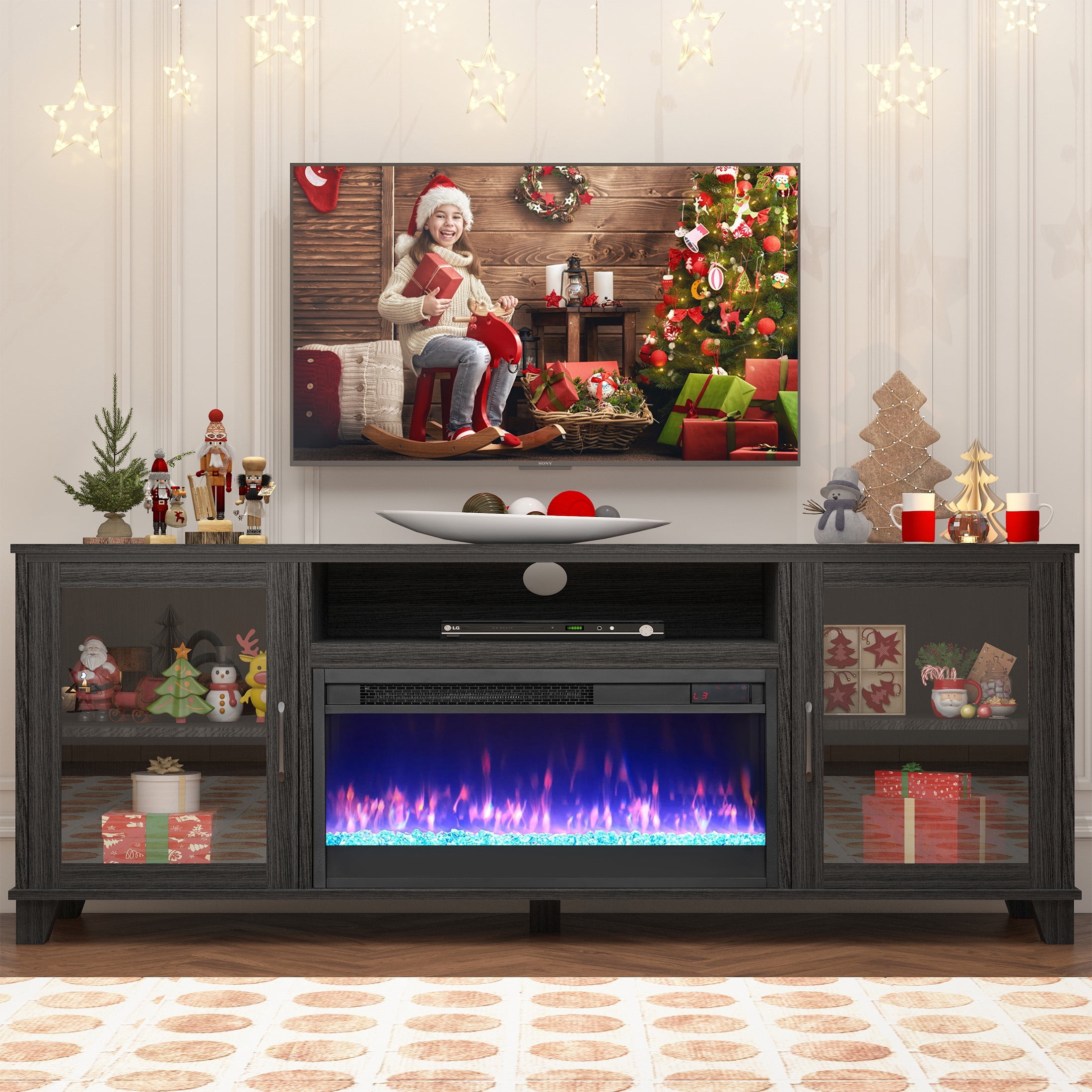ENYOPRO Fireplace TV Stand for 60 Inch TV, TV Console with 23''Electric Fireplace, Console Entertainment Center Television Table for Living Room or Bedroom