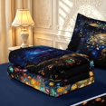 thumbnail image 6 of Homewish Watercolor Nature Tree Zipper Twin Comforter Sets with Fitted Sheet and 2 Pillowcases,Navy Stars Galaxy Zipper Bedding Set,Navy Blue Reversible,4pcs, 6 of 8