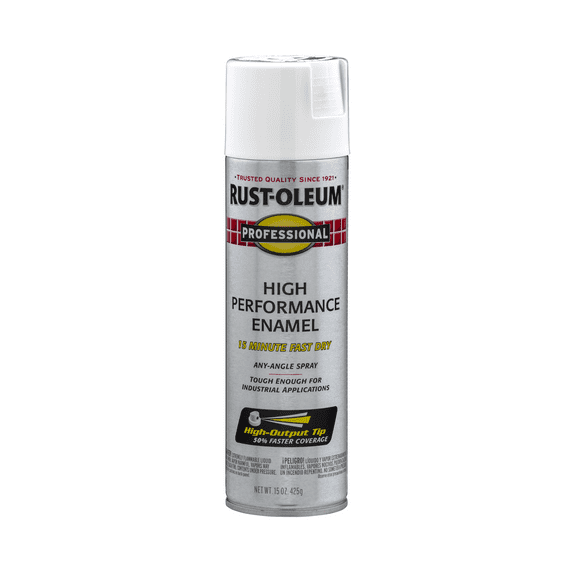 White, Rust-Oleum Professional High Performance Flat Enamel Spray Paint-7590838, 15 oz