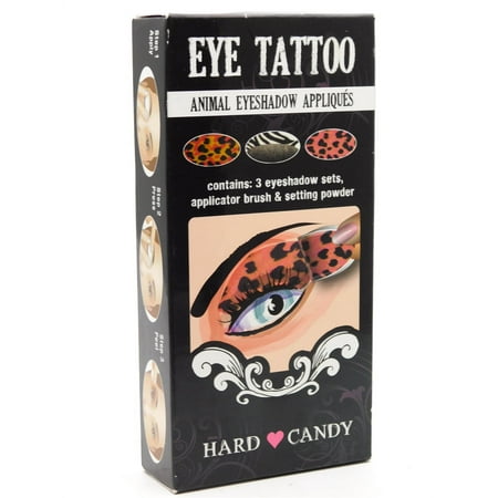 Hard Candy Eye Tattoo:Animal Eyeshadow Appliques, Contains 3 Eyeshadow Sets, Applicator Brush, Setting Powder, 124 Glitter .1 Oz.
