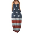 thumbnail image 1 of Robes pour Femmes Mode Décontractée Été Rayée Imprimé Poche Robe Sans Manches (Taille : S), 1 of 4