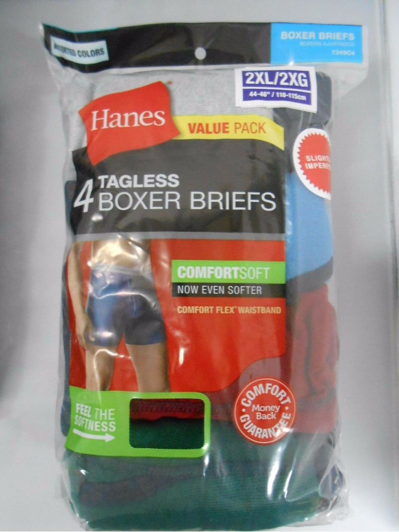 Hanes Men's ComfortSoft Tagless Boxer Briefs, Size 2XL/3XL, 8-Pack