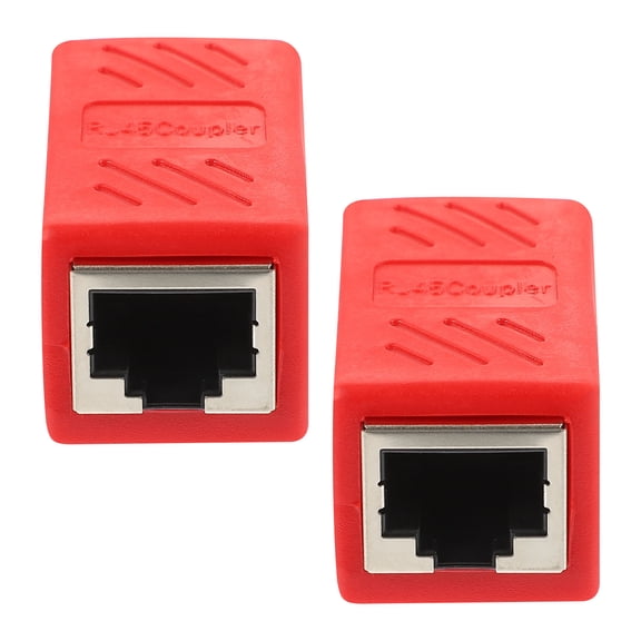 WRITWAA 2Pcs Red Rj45 Connectors Female to Female Ethernet Coupler for Cat5e Cat6 Network Cables