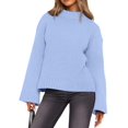 thumbnail image 3 of Women'S Long Sleeve Ribbed Knit Loose Pullover Sweater Tops Fuzzy Knit Casual Chunky Fall Outfits Clothes Light Blue XL, 3 of 9