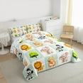 thumbnail image 3 of Manfei Kawaii Elephant Lions Queen Comforter Set,Wild Zebra Bear Bedding Sets,Green White Plaid Bedding Comforter Set For Boys Teens,Ultra Soft Home Decor Reversible,3-Piece, 3 of 8
