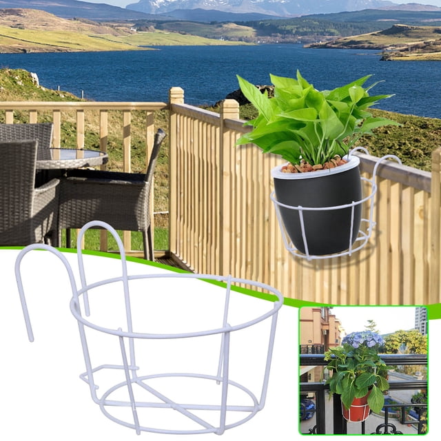 Soporte de maceta colgante de hierro para balcón y jardín | Soporte metálico para plantas | Base redonda que ahorra espacio | Gancho reforzado | Decoración para bodas y hogar | Sostiene bonsáis y