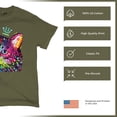thumbnail image 4 of Tee Hunt Cute Thinking Crowned Cat T-Shirt Dean Russo Colorful Kitte Men's Tee, Military Green, 3X-Large, 4 of 5