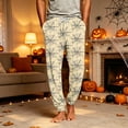 thumbnail image 3 of IAJDKMEK Men's Halloween Style Pajama Pants - Lightweight Sleepwear with Pockets & Drawstring, Great Mens Casual Wear and Pajama Bottoms, Festive Halloween Pajamas,Beige S, 3 of 8