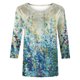 thumbnail image 4 of ICHUANYI Clearance Fashion Woman Round Neck 3/4Sleeve T-Shirt Printing Blouse Tops Sweatshirt(Blue, L) ICHUANYI WER2023080711564, 4 of 4