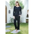 thumbnail image 2 of HEARTNICE Womens Pajama Set, Soft Long Sleeve Button-up Sleepwear Lounge Pjs with Pockets,(Black,L), 2 of 5